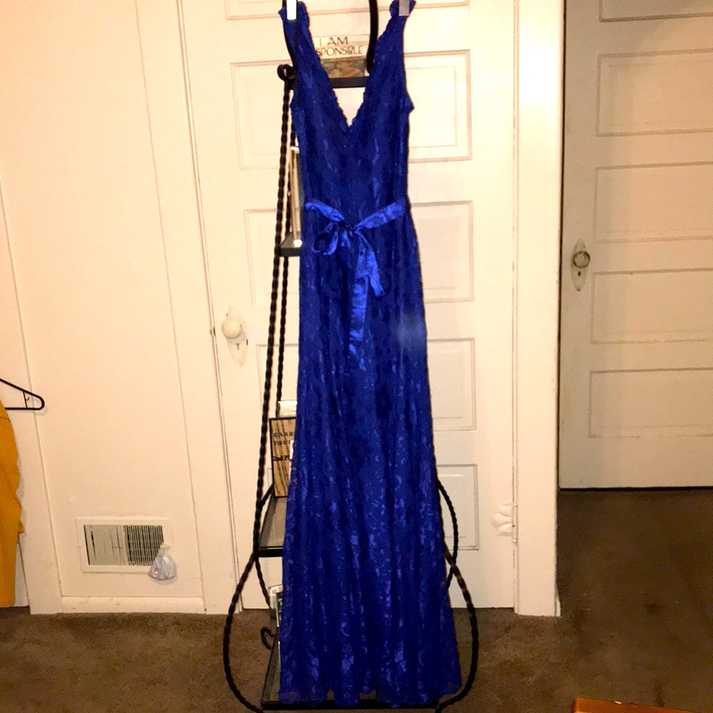Blue mermaid lace gown